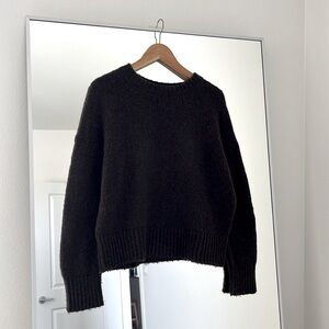 Banana Republic Mona Wool-Cotton Cropped Sweater in Cabin Brown XS